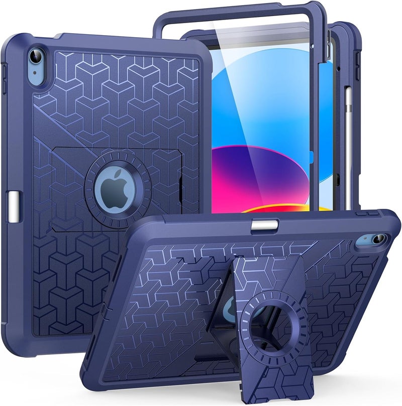 MoKo for iPad (A16) 11th/10th Generation Case 2025/2022, Heavy Duty Shockproof Dual Layer Full Body Protective Cover, Built-in Screen Protector and Kickstand for iPad 11/10.9 Inch, Navy Blue - Image 1